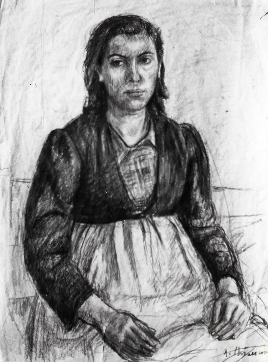 Figura, anni trenta, carboncino, Abano Terme, Galleria Cinquantasei